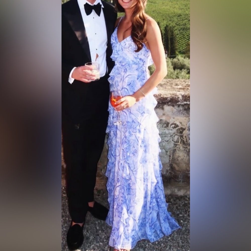 Ralph Lauren ruffle blue maxi dress size 2